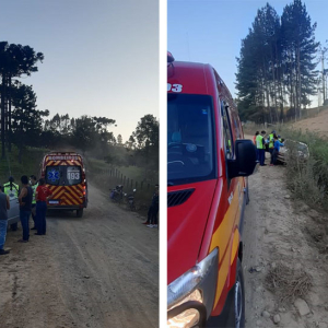 Corcel II sai da pista e bate em barranco no Rio Preto do Sul