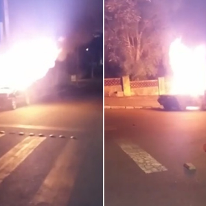 Vídeo: Carro pega fogo no Centro de Rio Negro