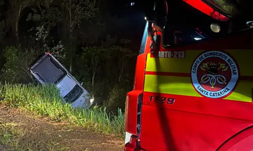 Caminhonete sai da pista e capota na BR-280
