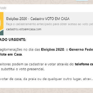 É falso que eleitores poderão votar em casa