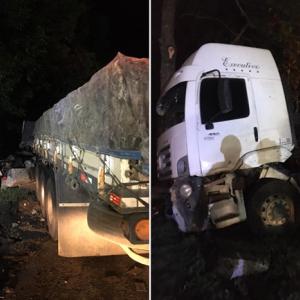 Motorista de carreta fica ferido após saída de pista em Itaiópolis