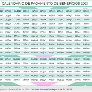 INSS divulga calendário de pagamentos de benefícios em 2021