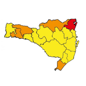 Apenas uma região em SC está em nível gravíssimo a para covid-19