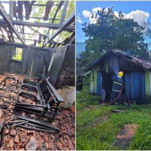 Casa abandonada pega fogo no Centro de Mafra
