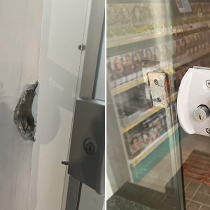 Criminosos arrombam porta de vidro e furtam dinheiro de farmácia