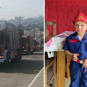 Homenagem dos bombeiros e muita emoção marcam despedida do menino Miguel Pereira