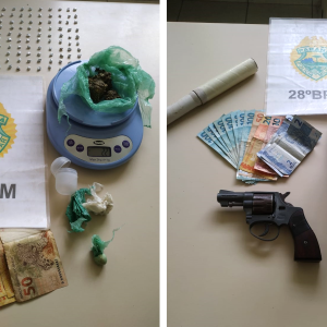 Drogas e arma são apreendidas em duas ações da PM em Rio Negro